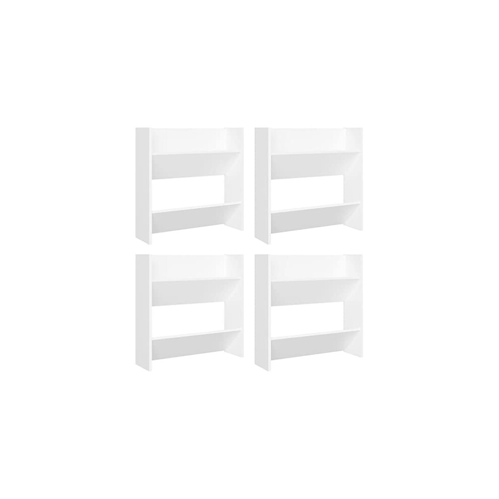 Vidaxl 4X Wall Shoe Cabinets Wardrobe Storage Shoe Organiser Rack Shelf Wall-Mounted Hanging Shoe Cabinet Household Supplies Chipboard White