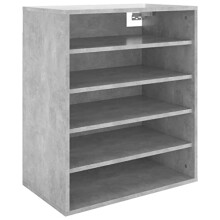 vidaXL Engineered Wood Shoe Cabinet - Modern Scandinavian Style, Space-Saving, 5 Shelves, Flexible Mounting Options, Concrete Grey