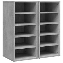 vidaXL Modern Shoe Cabinets 2 pcs, Durable Engineered Wood, Concrete Grey, Ample Storage With 5 Compartments Each, Versatile Floor or Wall Assembly,