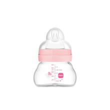 MAM Feel Good A157 Glass Water Bottle with Patented SkinSoftTM Silicone Teat 0 0 Months 90 ml Pink