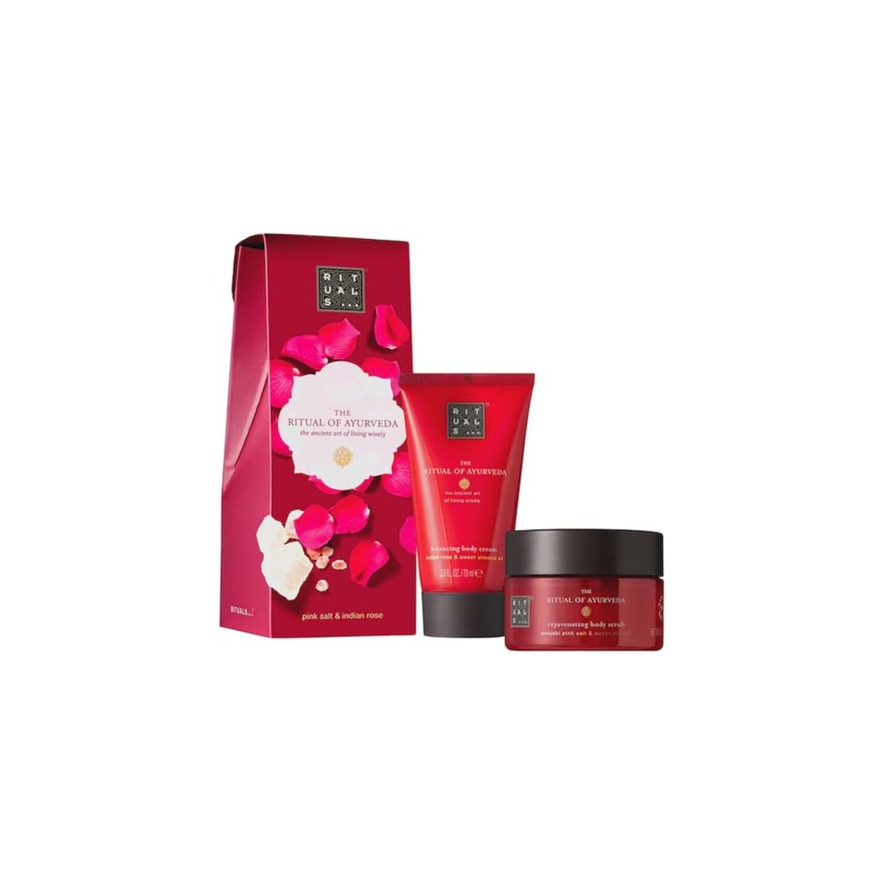 Rituals Pink/Cream Ayurveda Salt Indian Rose Scrub 125G & Body 70Ml Mini Gift Set