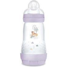 MAM Easy Start Baby Bottle for Babies from 2-4 Months, 260 ml with Flow 2 Teat for 2+ Months, Made of SkinSoft Silicone, Organic Circular, Purple