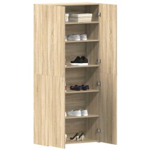 vidaXL Shoe Cabinet with Door Brown 80 x 35.5 x 180 cm Engineered wood, Modern Shoe Rack Cabinet, Rectangular Storage Unit, Versatile Indoor