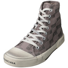 (6) Balenciaga Paris High Top Mens Fashion Trainers in Grey Brown