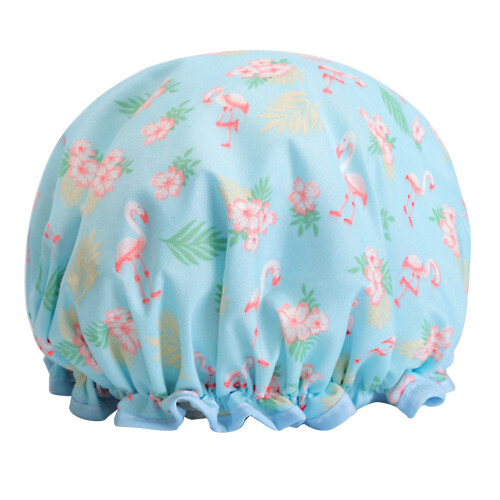 bonnet de douche imprimé flamant double couche étanche 1