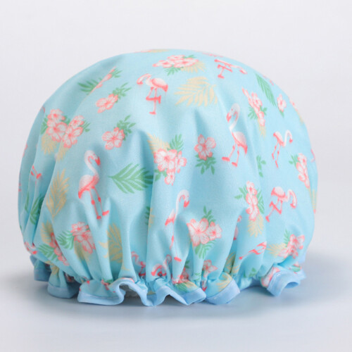 bonnet de douche imprimé flamant double couche étanche 2