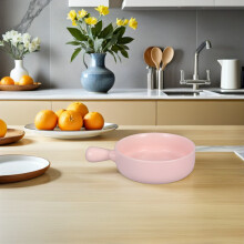 Runde Keramik Backplatte Mit Griff Für Obstsalat Bäckerei Pink