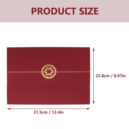 2Pcs Dark Red Paper Document Covers Certificate Envelope for Awards 1