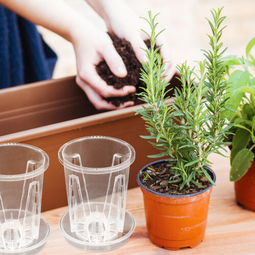 5Sets Clear Plastic Orchidee Potten Met Drainagel En Tray 2