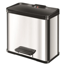 Poubelle à pédale - HAILO - 0630-200 - 17+9 L - Acier inox - Fermeture soft close
