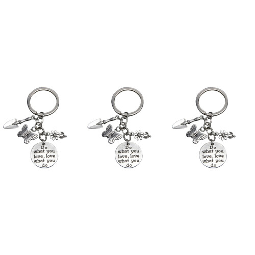 3Pcs Silver Keychain Decor Flower Pendant Design 2