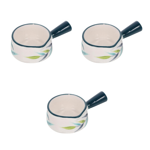 3Pcs Assorted Color Ceramic Milk Pots with Handle Easy Clean Pan 2
