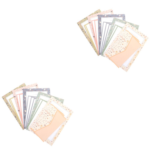10Sets Chic Letter Writing Paper and Envelope Kit with Classic Prints 2