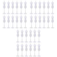 36Pcs White Mini Doll Clothes Display Stand Plastic Doll Mannequin