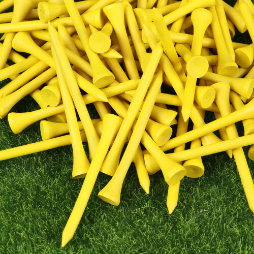 100Pcs Yellow Wood Tees for Golf Durable Yards Tees 2