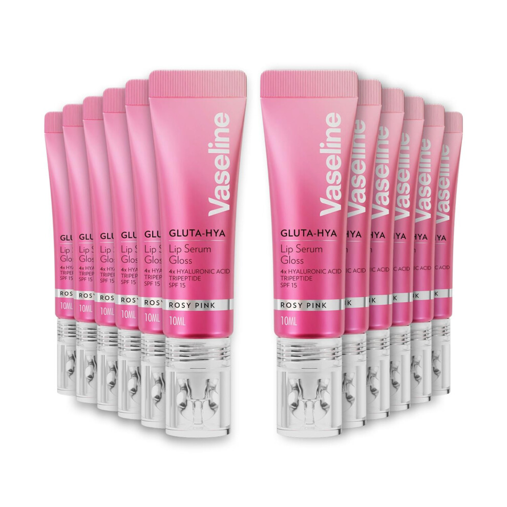 Vaseline Gluta-Hya Rosy Pink Lip Gloss, Serum Lip Care with Hyaluronic Acid and GlutaGlow Technology, Tints, Plumps and Protects with SPF15 for Plump and Dewy Lips 10 ml - Image 2