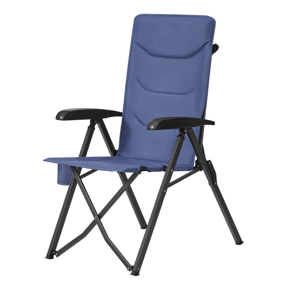 Songmics (Blue) Folding Camping Chair With 95–150 Reclining High Backrest, Swivel Cup Holder And Carry Bag With Strap Blue