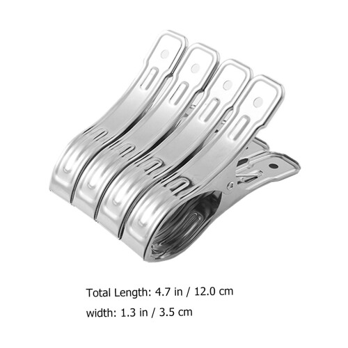 Hanging Clips Drying Clips Silver 12pcs 4.7x1.4in 1