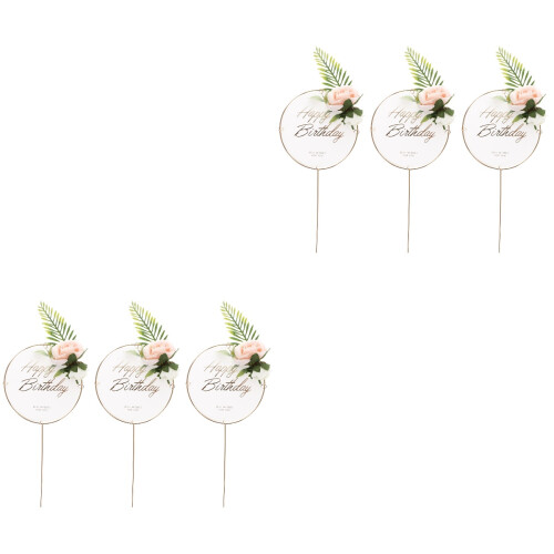 6 Pcs Flower Cake Toppers Birthday Decor 2