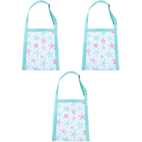 3Pcs Shell Mesh Bag Beach Storage Bag with Adjustable Strap 1