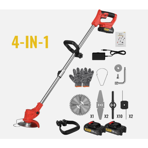 4-in-1 Cordless Grass Trimmer Set Red