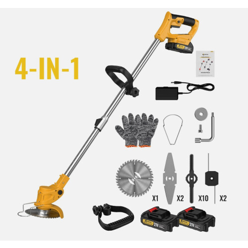 4-in-1 Cordless Grass Trimmer Set Yellow
