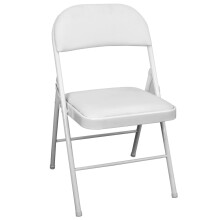 (1 Chair) White Folding Faux Leather Chair