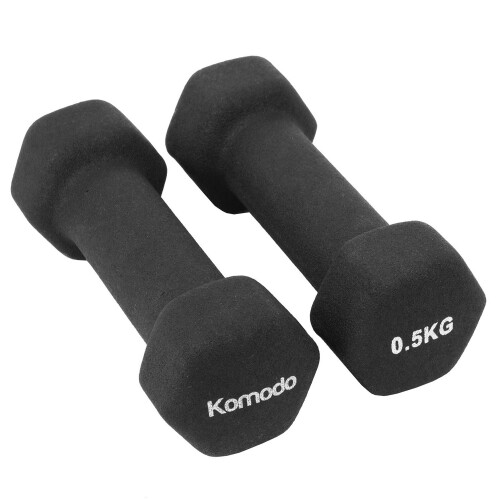 Komodo (Black, 2 x 0.5kg) 2x Neoprene Dumbbells