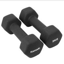(Black, 2 x 2kg) 2x Neoprene Dumbbells