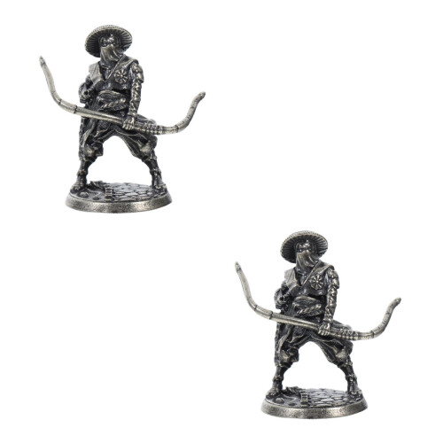 2St Mini Japanse Samurai Figurines Grijs Witkoper Tuindecor 1