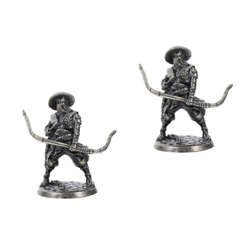 2St Mini Japanse Samurai Figurines Grijs Witkoper Tuindecor 2