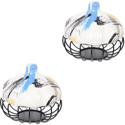 2Pcs Multi-Use Kitchen Garlic and Egg Storage Basket Rustproof Iron 1