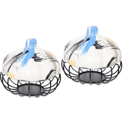 2Pcs Multi-Use Kitchen Garlic and Egg Storage Basket Rustproof Iron 2