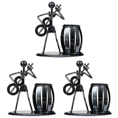 3Pcs Iron Brush Pot Makeup Holder Practical and Unique Desktop Craft 1