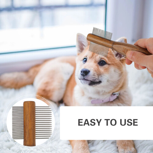 1Stk Pet Grooming Holzgriff Doppelseitig Haarentferner Multicolor 2