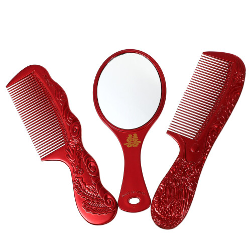 2Sets Bruiloft Accessoires Kam En Spiegel Chinese Traditie 2