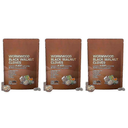 (3 Packs) Mugwort Μαύρα Καρυδιά Διατροφικά Τζελ & Μασώμενα 240 Τεμάχια-G