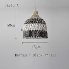 (Style A 45x50cm, Wooden plate cord) Nowa, dopasowana kolorystycznie lampa rattanowa, zabytkowe lampy wiszące, retro lampa wisząca, wystrój
