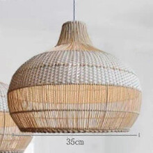 (Style C white 35cm, Wooden plate cord) Nowa, dopasowana kolorystycznie lampa rattanowa, zabytkowe lampy wiszące, retro lampa wisząca, wystrój