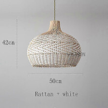 (Style B white 50cm, Black cord ceiling) Nowa, dopasowana kolorystycznie lampa rattanowa, zabytkowe lampy wiszące, retro lampa wisząca, wystrój