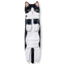 (Black White) Rolig handduk med svart kattmotiv - perfekt för badrum och kök