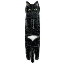 (Black) Rolig handduk med svart kattmotiv - perfekt för badrum och kök