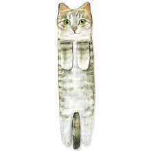 (Gray) Rolig handduk med svart kattmotiv - perfekt för badrum och kök
