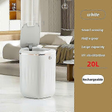 (22L, Rechargeable White) 20L/22L Smart Papperskorg Automatisk Vattentät Elektrisk Stor Kapacitet Avfall Kök Badrum Sovrum