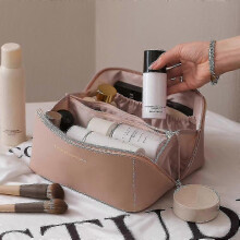 (rose powder) Bolsa de cosméticos, neceseres de viaje, bolsa organizadora de cosméticos de gran capacidad, bolsa de