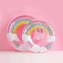 (1pcs80cm, Pink Sequin Clouds) Anello gonfiabile da piscina per bambini e adulti, stile vintage a righe, ideale per nuoto e sport acquatici.