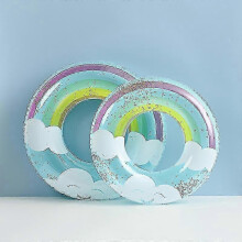 (1pcs60cm, blue sequin clouds) Anello gonfiabile da piscina per bambini e adulti, stile vintage a righe, ideale per nuoto e sport acquatici.