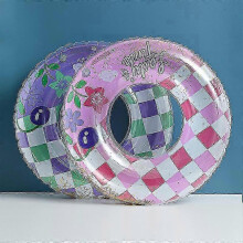 (1pcs90cm, checkered sequins) Anello gonfiabile da piscina per bambini e adulti, stile vintage a righe, ideale per nuoto e sport acquatici.