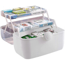 (M 28x20x16cm) Medicine Box with Portable Handle, First Aid Safe Medication Storage Box for Family Use, Emergency Medicine