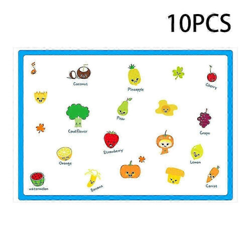 (Fruit and English) 10 τεμάχια αυτοκόλλητα σουπλά μιας χρήσης για παιδιά, αδι